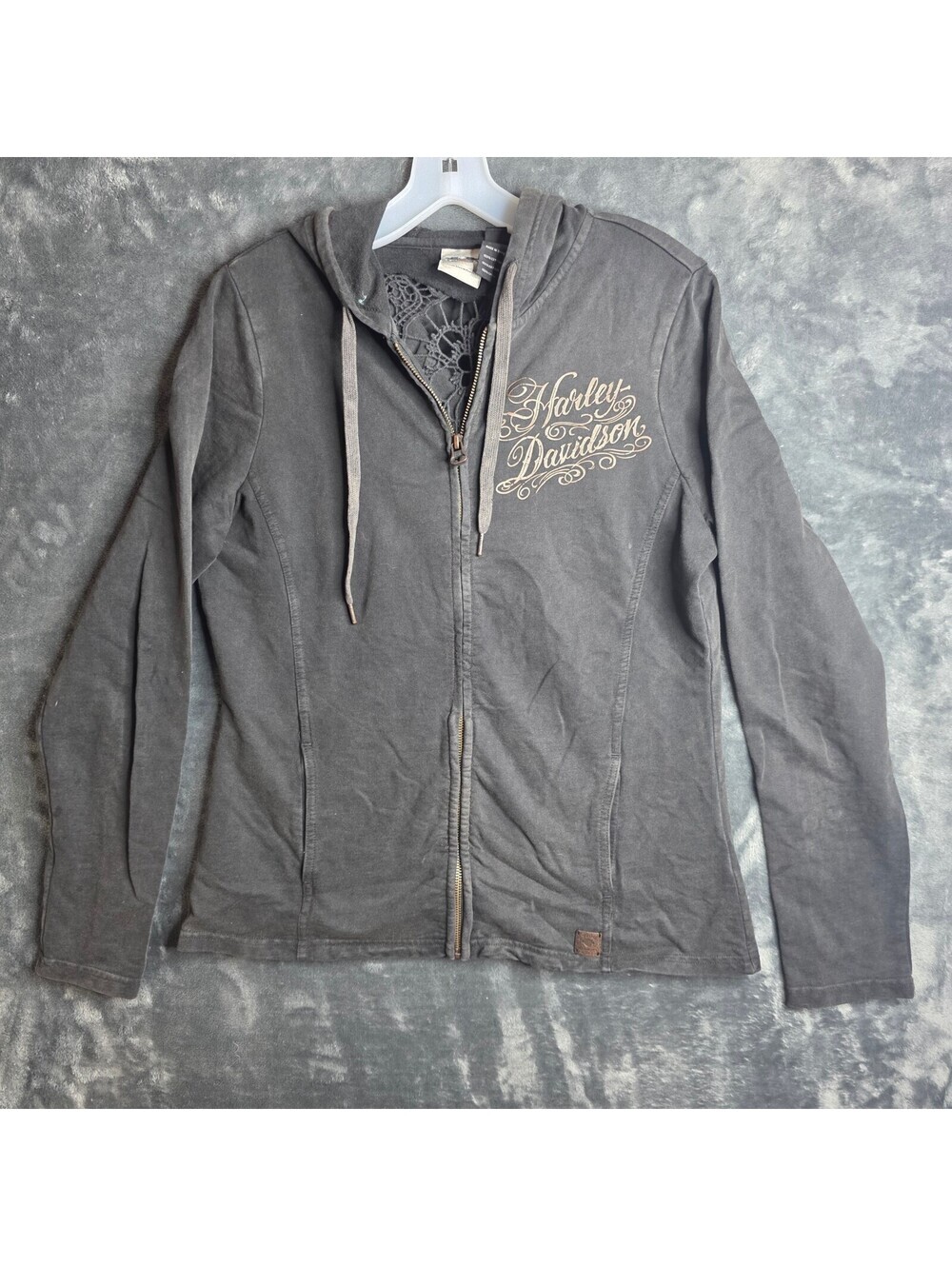 Harley-Davidson Womens Laced Back Hoodie Sz L Y2K